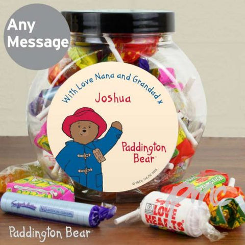 Personalised Paddington Bear Sweet Jar