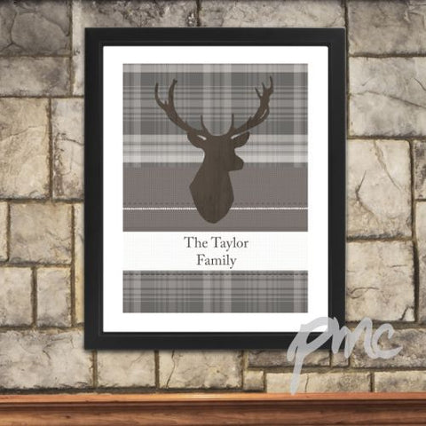 Personalised Highland Stag Black Framed Poster Print
