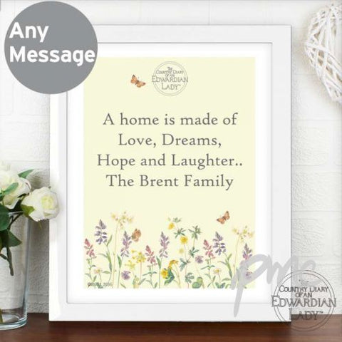 Personalised Country Diary Wild Flowers White Framed Poster Print
