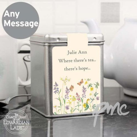 Personalised Country Diary Wild Flowers Tea & Tin