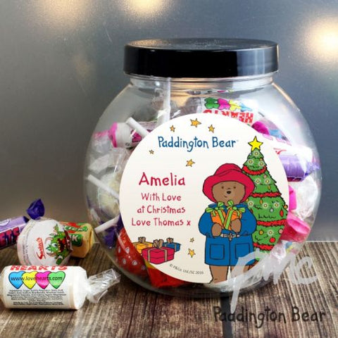 Personalised Paddington Bear Christmas Sweets Jar