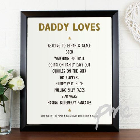 Personalised List of Love Black Framed Poster Print