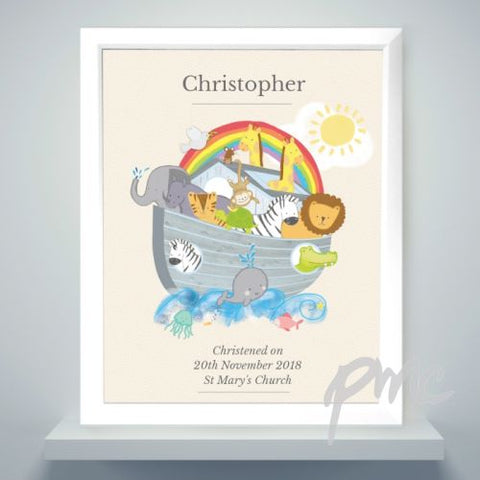 Personalised Noah's Ark White Framed Poster Print