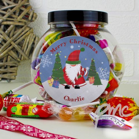 Personalised Tartan Santa Sweet Jar