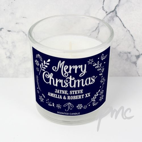 Personalised Christmas Frost Scented Jar Candle