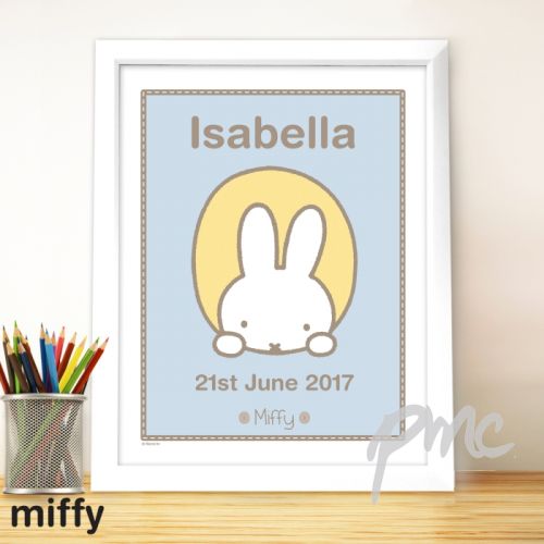 Personalised Miffy Peekaboo White Framed Poster Print
