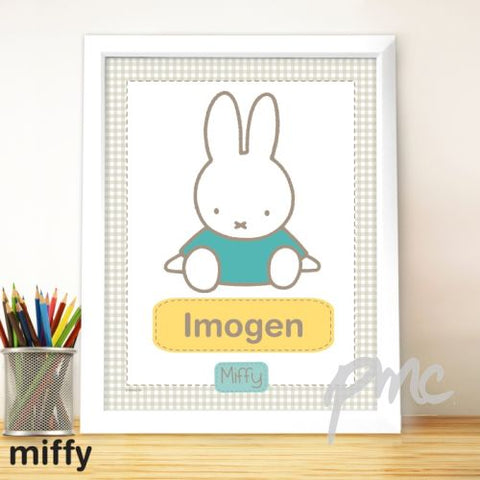 Personalised Miffy Gingham White Framed Poster Print