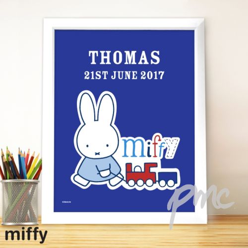 Personalised Miffy Train White Framed Poster Print