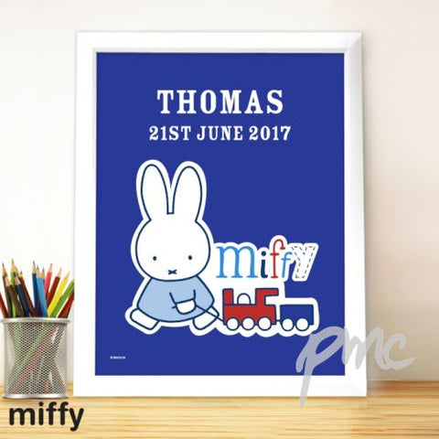 Personalised Miffy Train White Framed Poster Print