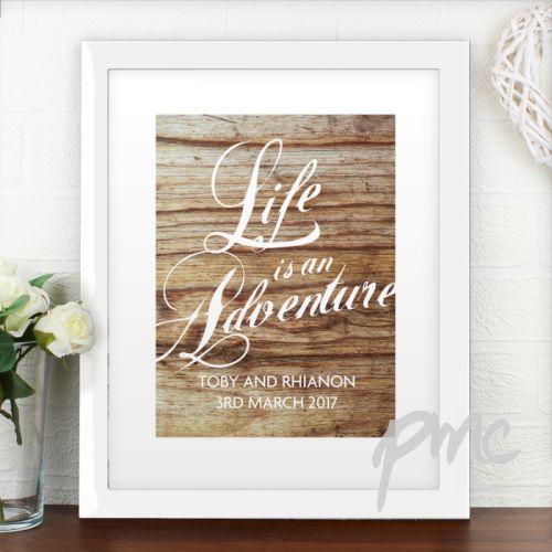 Personalised 'Life is an Adventure' White Framed Poster Print