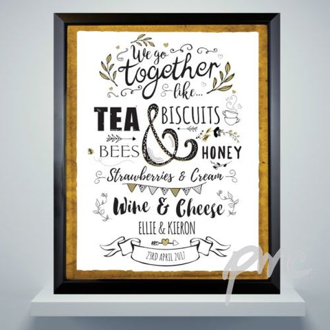 Personalised We Go Together Like... Black Framed Poster Print