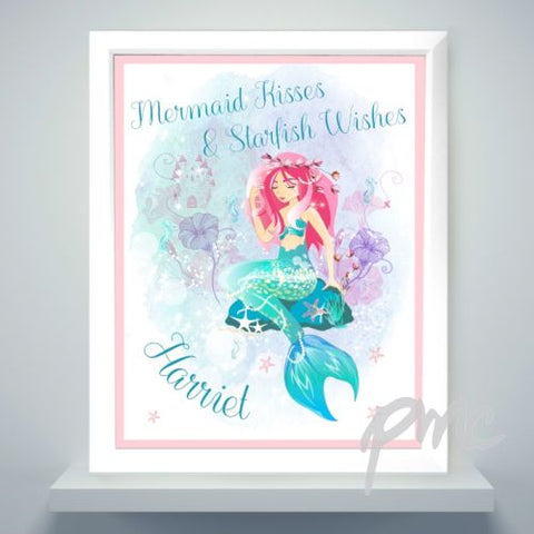 Personalised Mermaid White Framed Poster Print