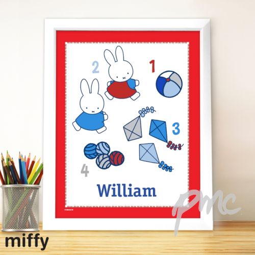 Personalised Miffy Let's Count White Framed Poster Print