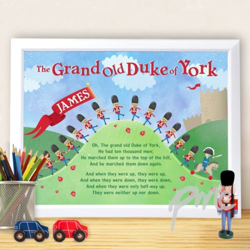 Personalised Grand Old Duke of York White Framed Poster Print