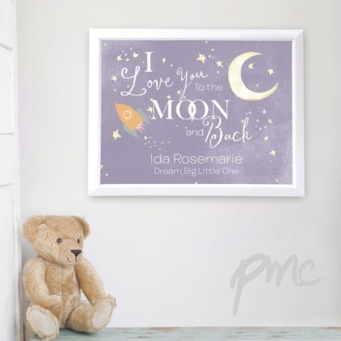 Personalised To the Moon and Back White Framed Poster Print