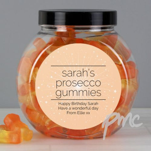 Personalised Sparkle Prosecco Gummies Jar