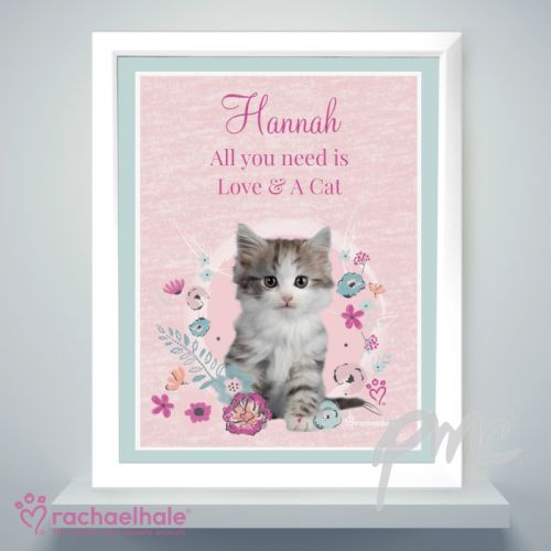 Personalised Rachael Hale Cute Kitten White Framed Poster Print