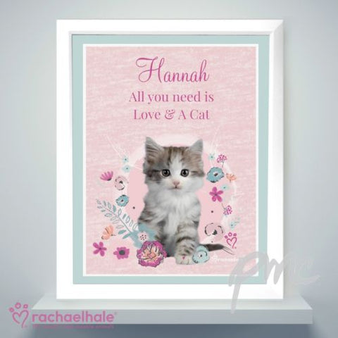 Personalised Rachael Hale Cute Kitten White Framed Poster Print
