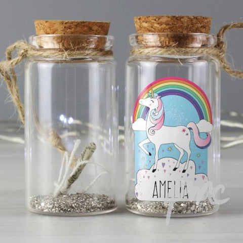 Personalised Unicorn Glitter Message in a Bottle