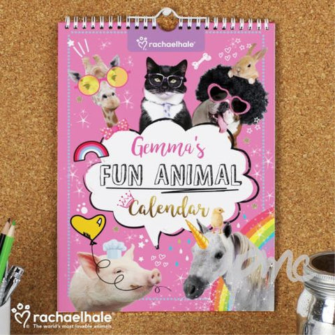 Personalised Rachael Hale Fun Animals A4 Wall Calendar