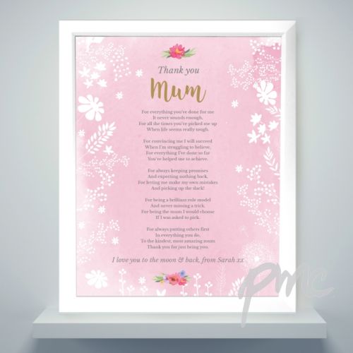 Personalised Floral Watercolour White Framed Poster Print