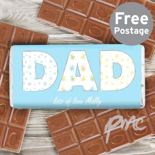 Personalised Dad Pattern Milk Chocolate Bar