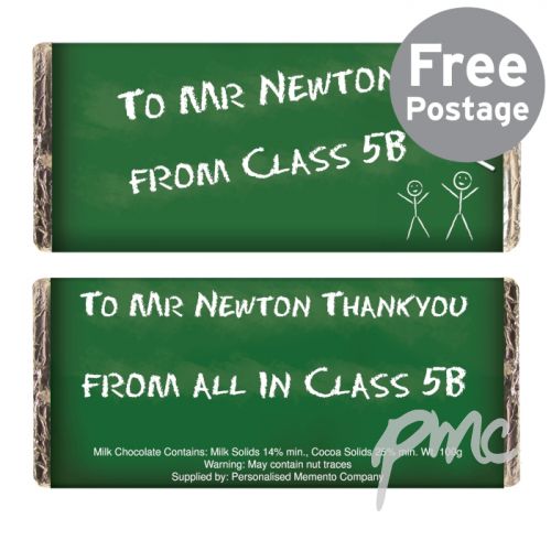 Personalised Green Chalk Board Milk Chocolate Bar
