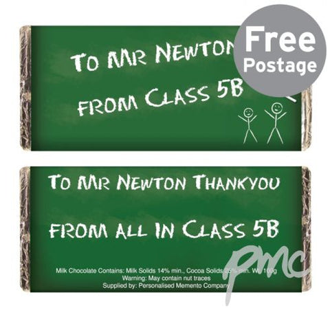 Personalised Green Chalk Board Milk Chocolate Bar