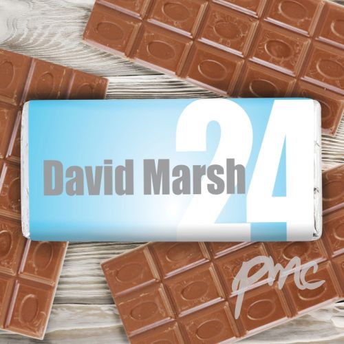 Personalised Blue Number Milk Chocolate Bar
