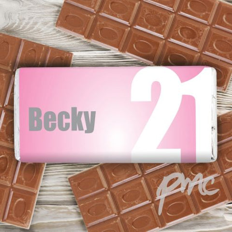 Personalised Pink Number Milk Chocolate Bar