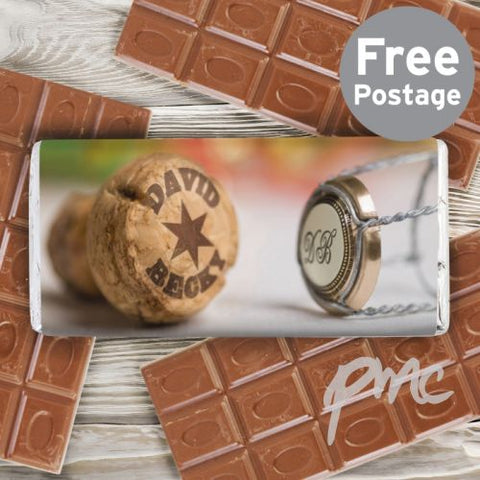 Personalised Champagne Cork Milk Chocolate Bar