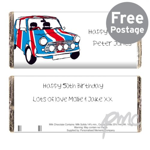 Personalised Union Jack Mini Milk Chocolate Bar
