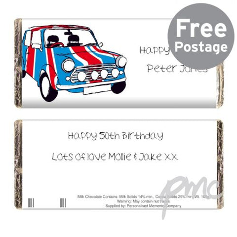 Personalised Union Jack Mini Milk Chocolate Bar