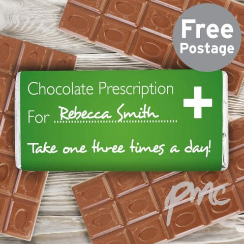 Personalised Prescription Milk Chocolate Bar