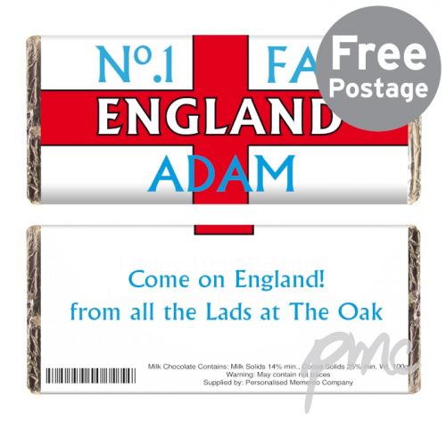 Personalised No1 England Fan Milk Chocolate Bar
