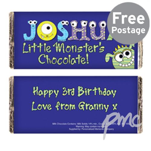 Personalised Little Monsters Milk Chocolate Bar