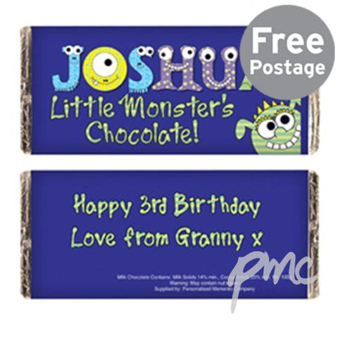 Personalised Little Monsters Milk Chocolate Bar