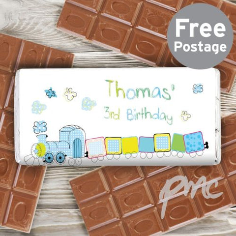 Personalised Patchwork Train Milk Chocolate Bar