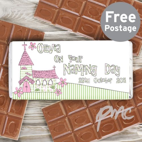 Personalised Pink Church Milk Chocolate Bar