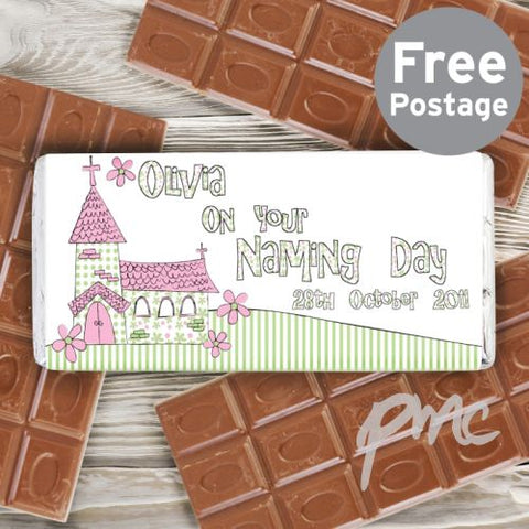 Personalised Pink Church Milk Chocolate Bar