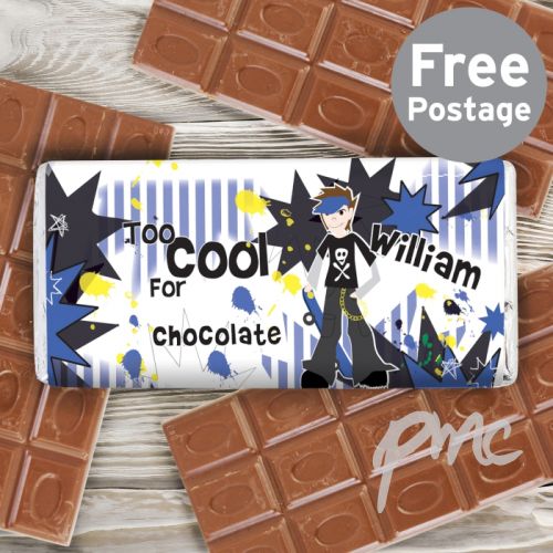 Personalised Too Cool Boy Milk Chocolate Bar