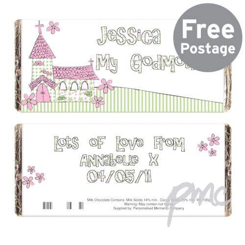 Personalised Whimsical Church Godmother Milk Chocolate Bar