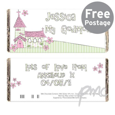 Personalised Whimsical Church Godmother Milk Chocolate Bar