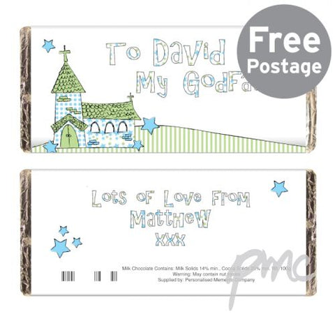 Personalised Whimsical Church Godfather Milk Chocolate Bar