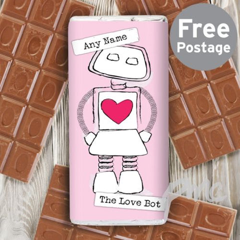 Personalised Love Bot Milk Chocolate Bar