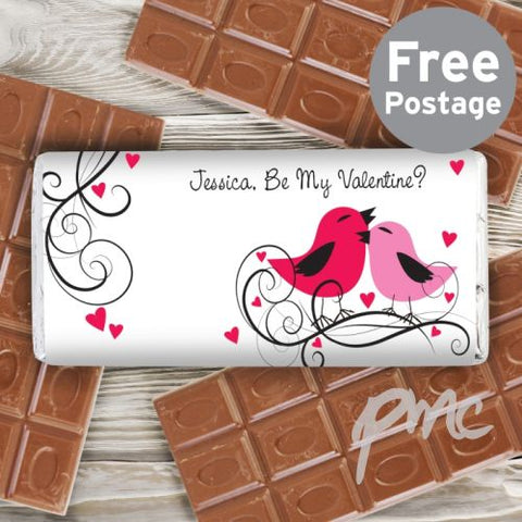 Personalised Love Birds Milk Chocolate Bar