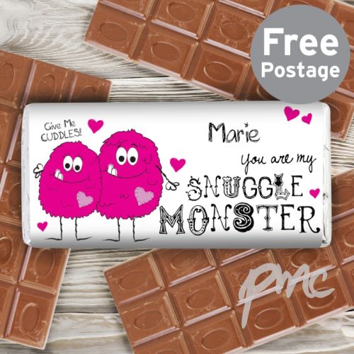 Personalised Snuggle Monster Milk Chocolate Bar