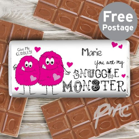 Personalised Snuggle Monster Milk Chocolate Bar