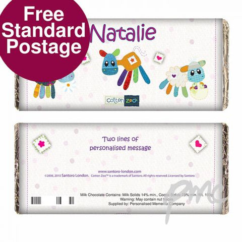Personalised Cotton Zoo Girls Farmyard Milk Chocolate Bar