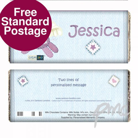 Personalised Cotton Zoo Organza the Piglet Milk Chocolate Bar